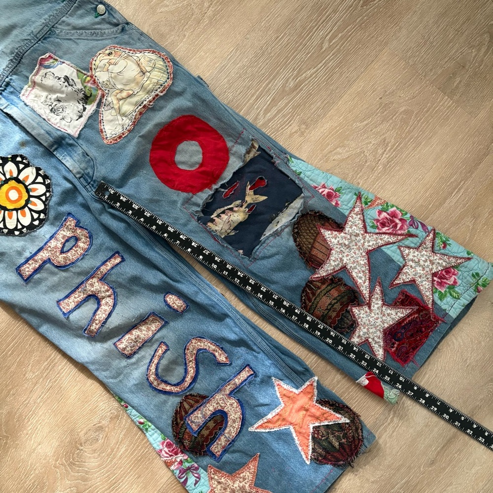 Phish Upcycled Patchwork Hippie Overalls - Picture 14 of 15